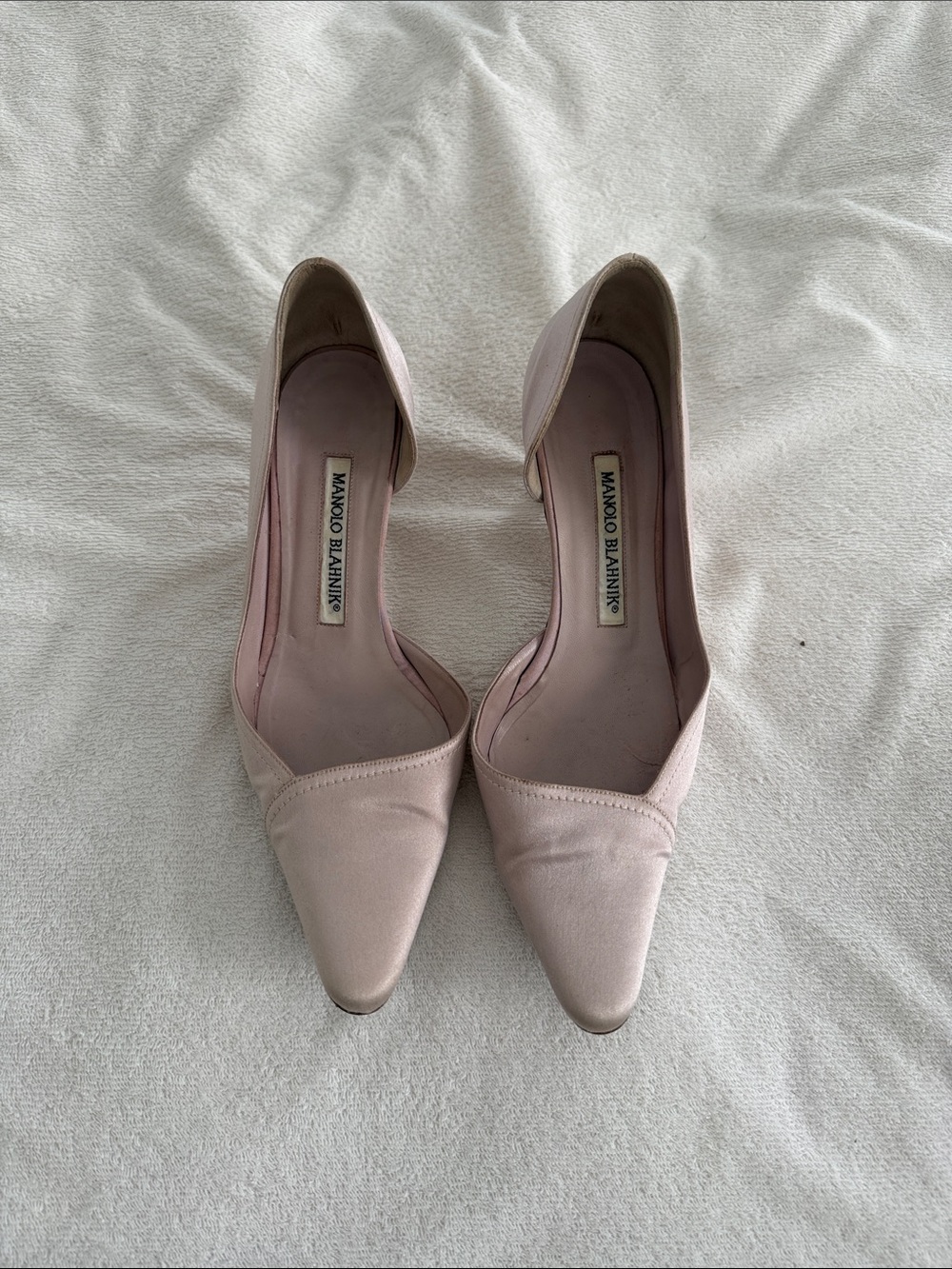 Manolo Blahnik Blush Pink Pointed-Toe D'Orsay Pumps